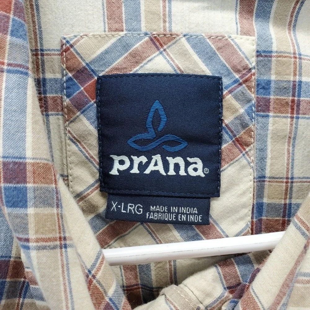 prAna Shirt Mens XL Multi Plaid Midweight Pocket‎ Black Tab Collared Button Down - Picture 7 of 8